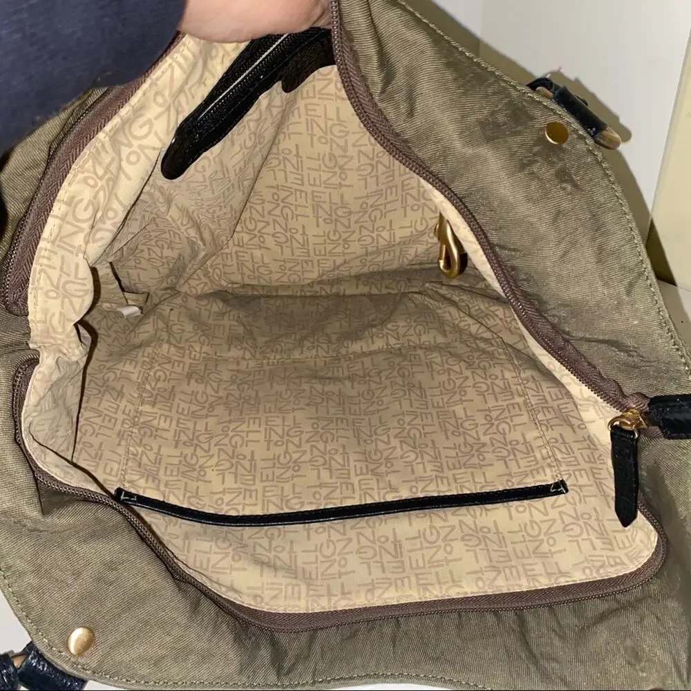 ELLINGTON canvas oversized work interview outfit olive green shoulder bag